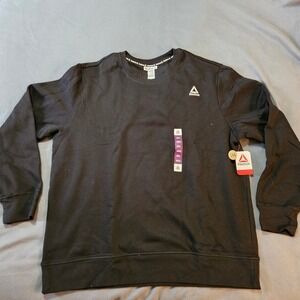 Reebok Mens 2XL Sweatshirt Black Crew Neck Long Sleeve Pullover New With Tags